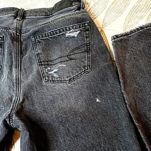 AE highest rise distressed Denim Black Mom Jean Straight Leg 90s Preppy Grunge